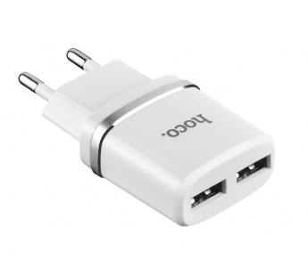 Адаптер Сетевой Hoco C12 2USB/5V/2.4A + кабель micro USB (White)#1394913