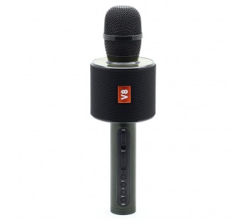 Беспроводной караоке микрофон V8 (Bluetooth/колонка/USB/TF) чёрный#178114