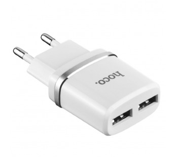 Сетевой адаптер HOCO 2USB C12 + кабель Apple 8-pin 2.4A (White)#182828