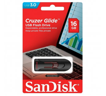Флеш-накопитель USB 3.0 16GB SanDisk Cruzer Glide  чёрный#1704699