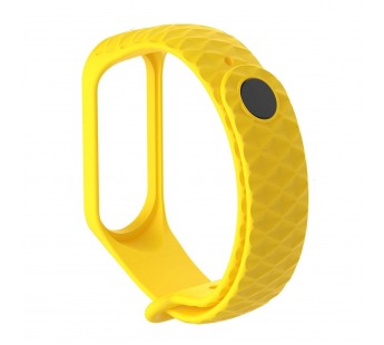 Ремешок - WB08 для Xiaomi Mi Band 3/Mi Band 4 силиконовый Рельеф (yellow)#186561