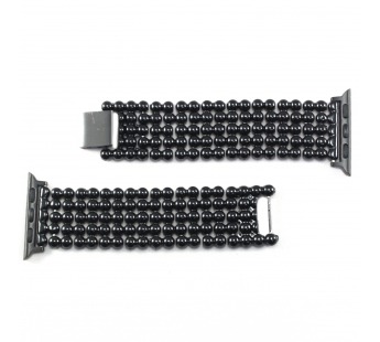 Ремешок - для Apple Watch 42/44/45/49  mm металлический браслет (01) (black)#188158
