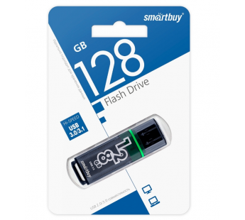 Флеш-накопитель USB 3.0 128GB Smart Buy Glossy темно серый#1721271