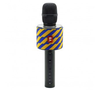Беспроводной караоке микрофон V8 (Bluetooth/колонка/USB/TF) сине-желтый#190277