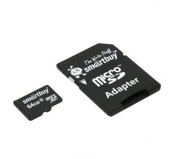 Карта памяти MicroSD 64GB Smart Buy Class 10 UHS-I + SD адаптер#196065