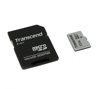 Карта памяти MicroSD 32GB Transcend 300S UHS-I U1 + SD адаптер#198256