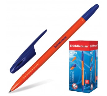 Ручка шариковая ERICH KRAUSE R-301, корпус оранжевый, узел 0,7мм, линия 0,35мм, синяя, 22187#201409