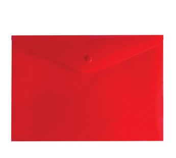 Папка-конверт с кнопкой BRAUBERG, А4, до 100 листов, непрозрачная, красная, СВЕРХПРОЧНАЯ 0,2 мм, 221364#202578