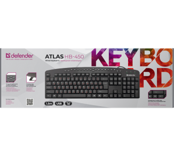 Клавиатура DEFENDER Atlas HB-450 RU, черный, USB#1882798