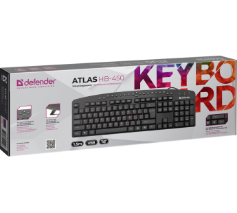 Клавиатура DEFENDER Atlas HB-450 RU, черный, USB#1882796