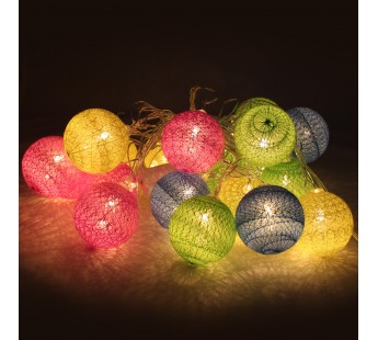 Светодиодная гирлянда - шарики 20 цветных светодиодов, 5,3м, прозрачный шнур, контроллер, 220V#210425