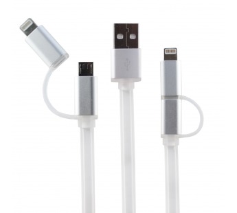 Кабель USB - Multi connector Remax RC-020t Aurora 2in1 micro USB/lightning 100см (white)#211337