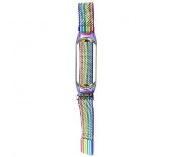 Ремешок - WB06 для Xiaomi Mi Band 3/Mi Band 4 металический сетчатый браслет (rainbow)#214354