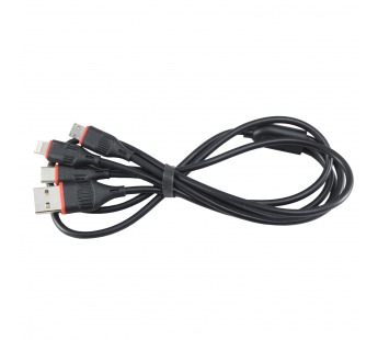 Кабель USB - Multi connector BOROFONE BX17 3 в 1 для iPhone/micro/Type C (черный) 1m#214742