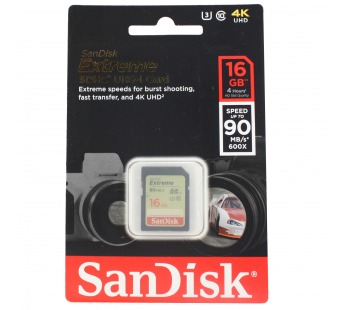Карта памяти SDHC 16GB SanDisk Class10 Extreme UHS-I U3 (90 Mb/s)#264497