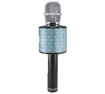 Беспроводной караоке микрофон K319 Micro USB/AUX/TF/LED/REC/FM-радио (серо-голубой)#221304