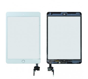 Тачскрин для iPad mini 3 (с разъемом) + серебряная кнопка HOME (белый)#242446