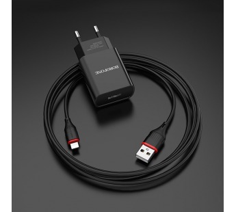 Адаптер Сетевой Borofone BA20A 1USB + кабель Apple Lightning (black)#1581508
