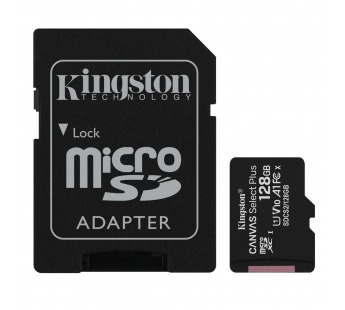 Карта памяти MicroSD 128GB Kingston Class 10 Canvas Select Plus A1 (100 Mb/s) + SD адаптер#219835