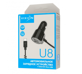 АЗУ VIXION U8 micro USB (2-USB/2.1A) (черный)#1624734