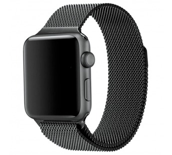 Ремешок для Apple Watch 42/44/45/49 мм Milanese (миланская петля) (черный)#431425