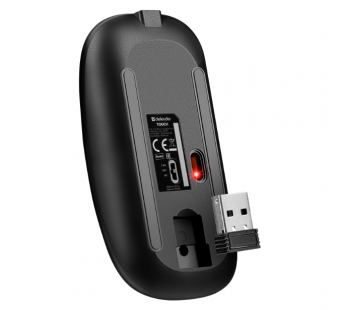 Мышь беспроводная DEFENDER Touch MM-997, черный, 2.4+BT, RGB, 500mAh,бесшумная#1990844