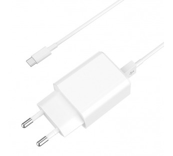 Сетевое зарядное устройство USB Hoco C62A (2A, 2 порта, кабель Type-C) Белый#332566