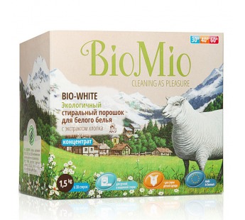 Стиральный порошок Bio-Mio, Bio-White 1500гр .#262481
