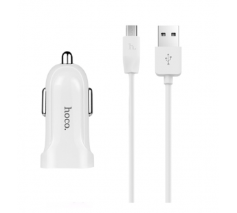 Адаптер Автомобильный Hoco Z2A 2USB/5V/2.4A + кабель micro USB (white)#1801704
