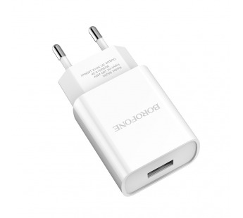 Адаптер Сетевой BOROFONE BA20A 1 USB 2.1A (белый)#1447034