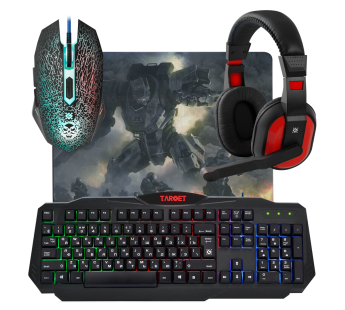 Набор Defender Target MKP-350 мышь+клавиатура+гарнитура+ковер,#278284