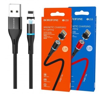 Кабель USB - Apple lightning BOROFONE MAGNETIC BU16 1.2м (Black)#2141655