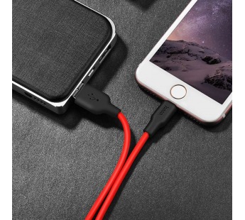 Кабель USB - Apple lightning Hoco X21 PLUS Apple черно-красный 1м#1635527
