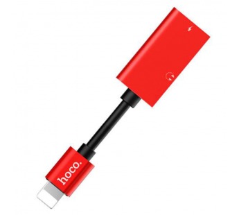 Разветвитель Hoco LS15 Apple, (наушники lightning+зарядка) красный#1610631