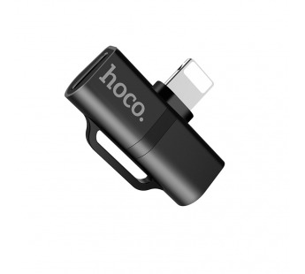 Разветвитель Hoco LS20 Apple, (наушники lightning+зарядка) черный#1611200