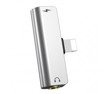 Разветвитель Hoco LS25 Apple, (наушники 3,5мм+зарядка) серебристый#1410001