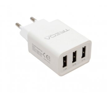 Сетевое зарядное устройство TREQA CS-209, 3USB+кабель Apple 1м, белый#1395040
