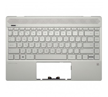 Клавиатура HP Pavilion 13-an топ-панель серебро (для моделей со сканером отпечатка)#1880485