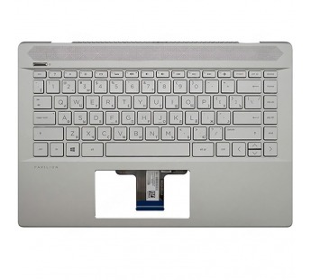 Клавиатура HP Pavilion 14-ce топ-панель серебро  (для моделей со сканером отпечатка)#1938932