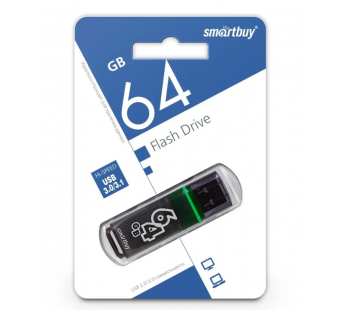 Флеш-накопитель USB 3.0 64Gb Smart Buy Glossy series Dark (grey)#1723584