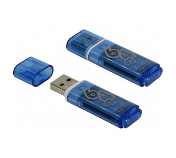 Флеш-накопитель USB 3.0 64Gb Smart Buy Glossy series Dark (Blue)#713784