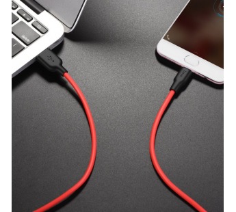 Кабель USB Hoco X21 PLUS Micro силиконовый черно-красный 2м#1635580