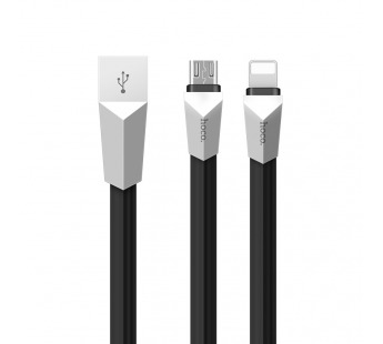 Кабель USB Hoco X4 2в1 Apple+Micro черный 1м#1648295