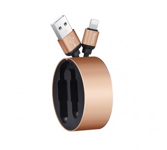 Кабель USB-рулетка Hoco U23 Apple 92см золотой#1059809