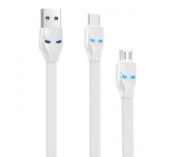 Кабель USB Hoco U14 2в1 Apple+Micro 1,1м белый#1189663