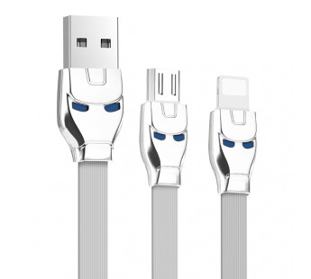 Кабель USB Hoco U14 2в1 Apple+Micro 1,1м серебристый#1189661