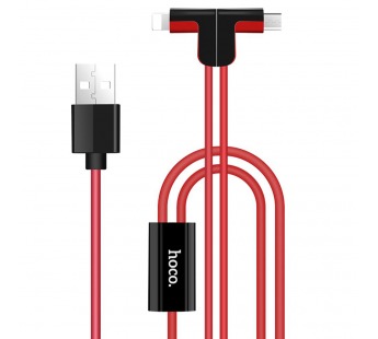 Кабель USB Hoco X12 Apple+Micro магнитный красный 1,2м#1189476