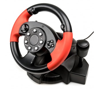 Игровой руль Dialog GW-125VR E-Racer - эф.вибрации, 2 педали, рычаг ПП, PC USB#330167