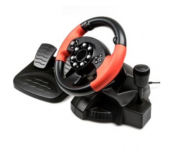 Игровой руль Dialog GW-125VR E-Racer - эф.вибрации, 2 педали, рычаг ПП, PC USB#330166