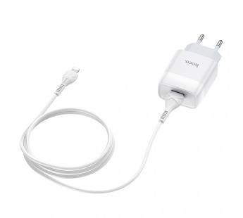 Адаптер сетевой Hoco C72A + кабель Apple Lightning (Белый)#1439490